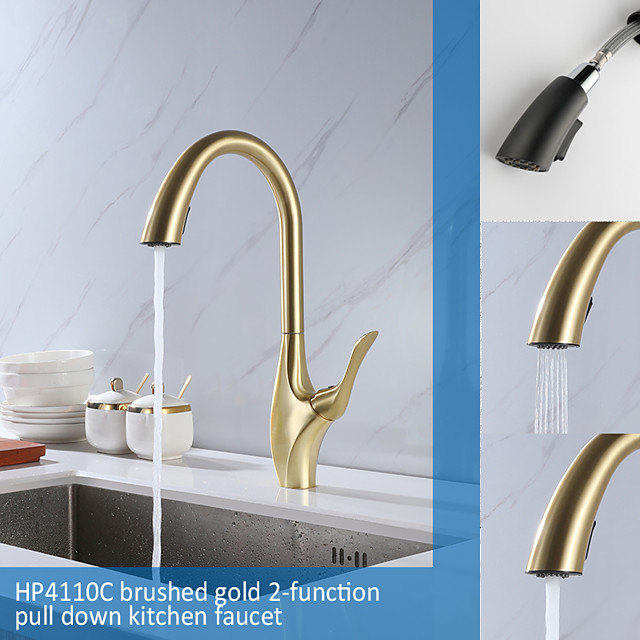 Grifería de Cocina - Sola manija Un agujero Cromo / Níquel Cepillado