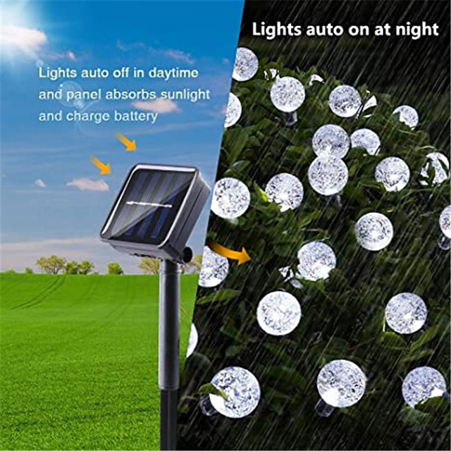 bombilla solar luces de cadena al aire libre 50 leds 7m bola de cristal