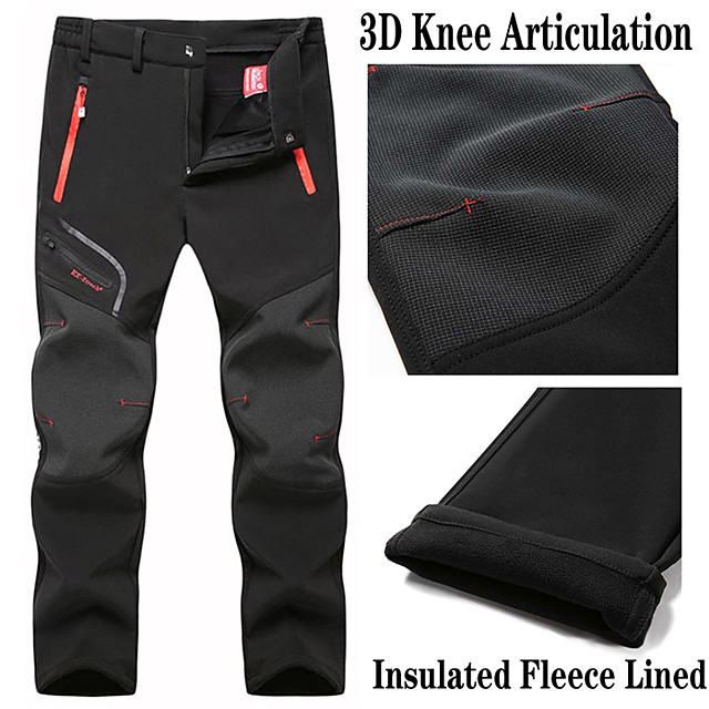 Men's Hiking Pants Trousers Softshell Pants Winter Outdoor Thermal Warm ...