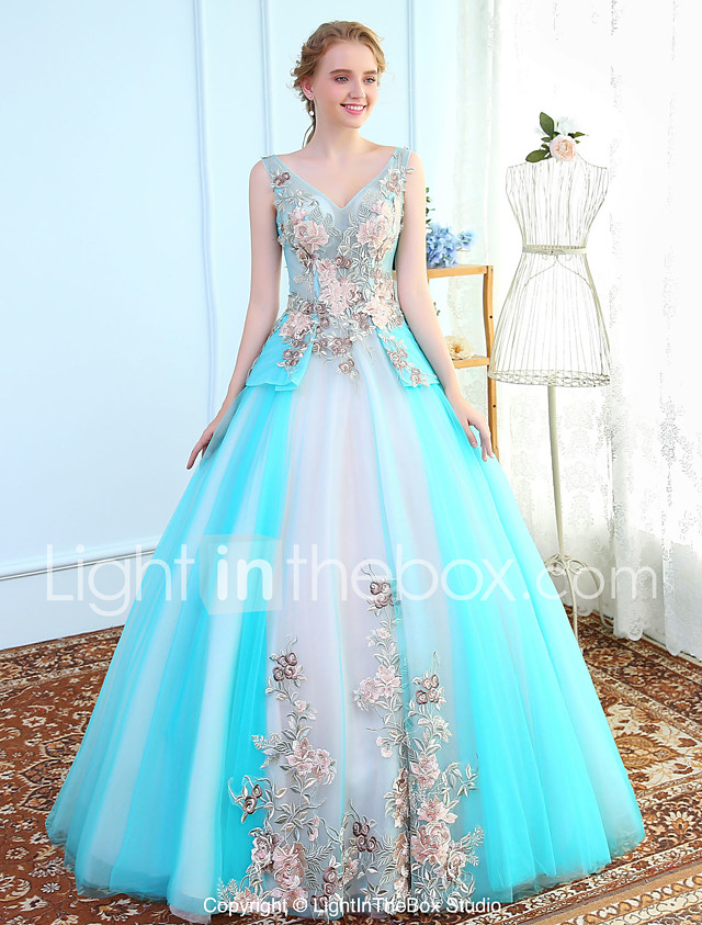 Ball Gown V Neck Floor Length Tulle Prom Formal Evening Wedding Ball Gown V Neck Floor Length Tulle Prom Formal Evening Wedding Party Dress With Embroidery By Sg 2018 179 99