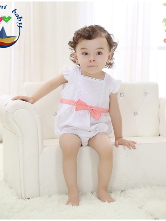 Bebis Overall och jumpsuit Flickor Enfärgad Sommar Kort ärm Skärmfärg