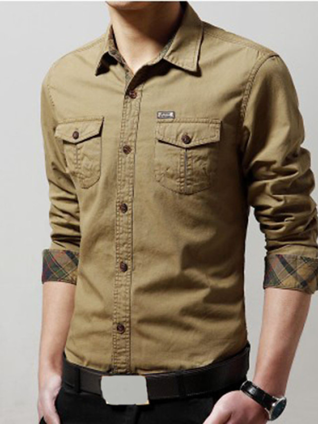 camisa color marron hombre