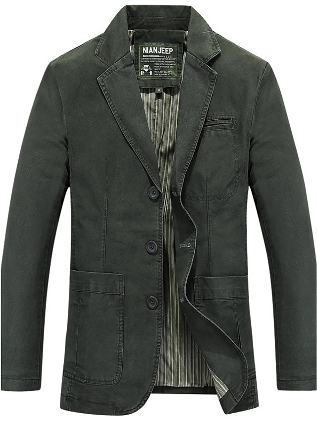 Homme Quotidien Automne Normal Blazer, Couleur Pleine Revers Cranté