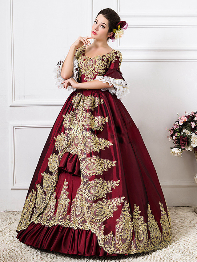 Rococo Victorian 18th Century Vacation Dress Dress Party Costume Masquerade Ball Gown Women S Lace Cotton Costume Red Green Royal Blue Vintage Cosplay Party Prom Floor Length Long Length Ball Gown 115 49