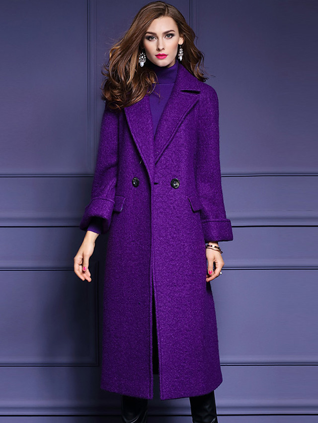 Фиолетовое пальто женское с чем носить
