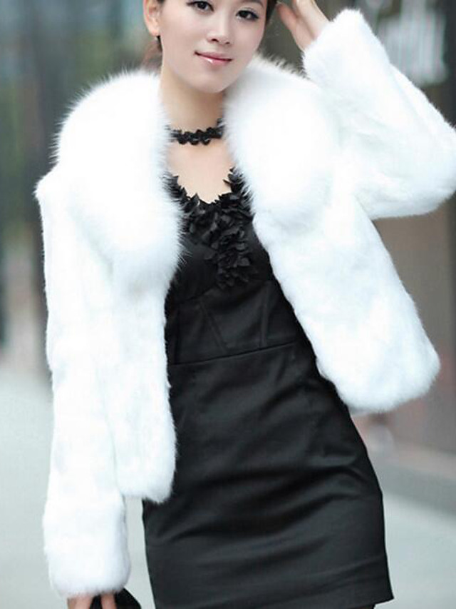 short white fur coat