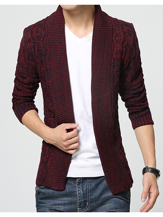  Homme  Manches Longues Cardigan  Couleur  Pleine Col Roul  