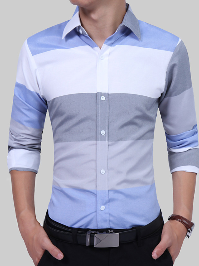 S-Fly Men Casual Cotton Banded Collar Patchwork Slim Fit Button Down Formal Simple Shirts Black XL