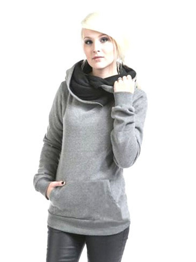 Mujer Noche Casual Largo Algodon Sudadera Un Color Otono Invierno Look Deportivo 21 15 39