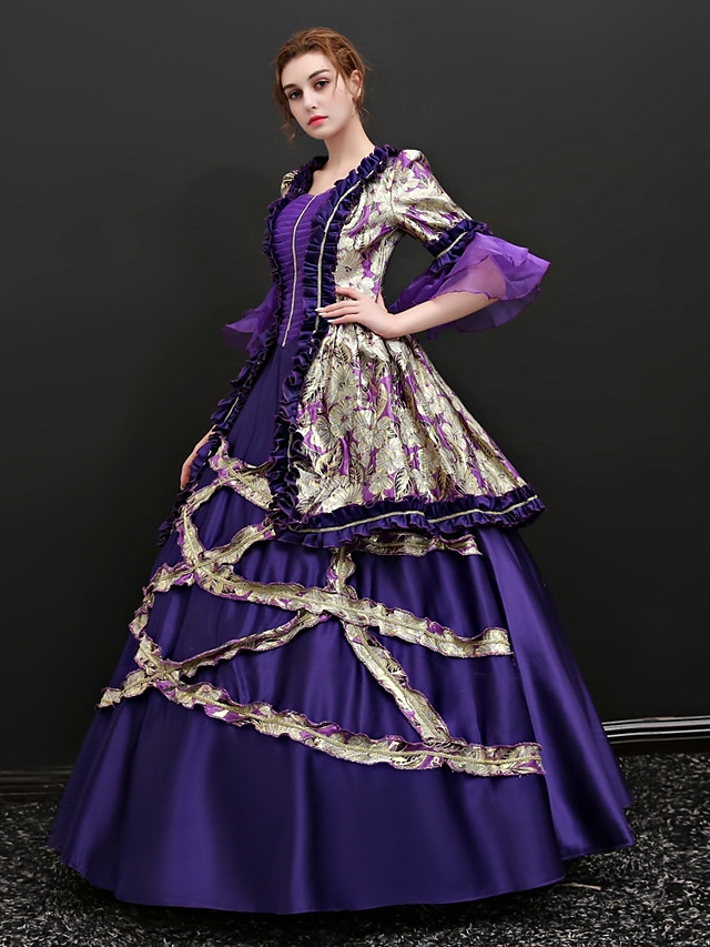 Marie Antoinette Dress Cosplay Costume Masquerade Ball Gown Adults Women S Victorian Medieval Renaissance 18th Century Vacation Dress Christmas Halloween Carnival Festival Holiday Satin Purple 21 142 99