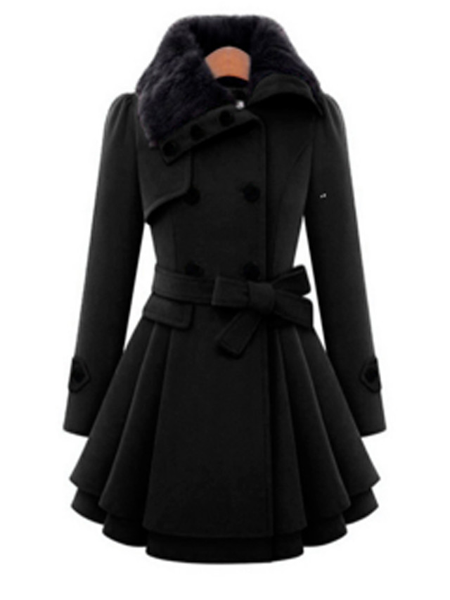 Coat With Lapel Collar Long Sleeve Camel Color - Women fashion lapel collar overcoat autumn