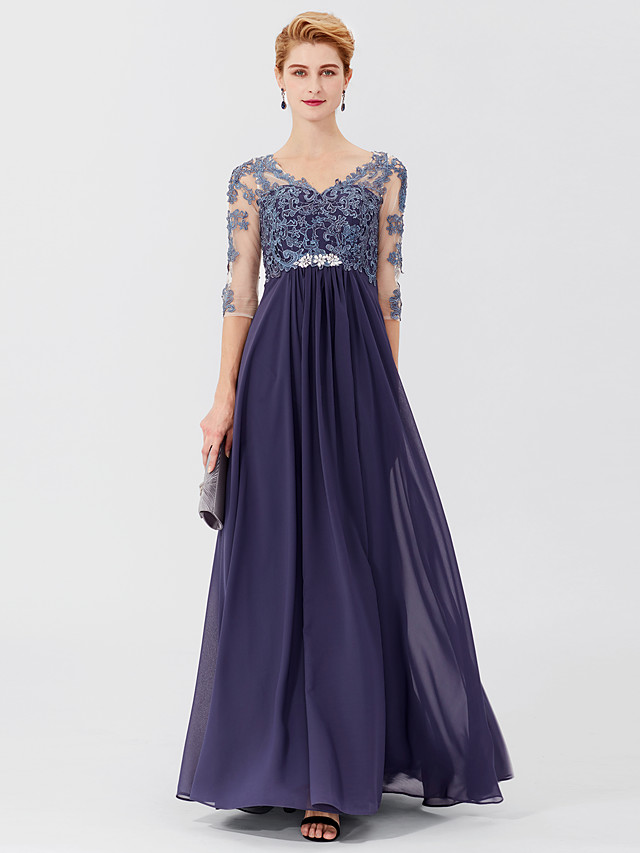 Vestido de Gala Corte A Vestido de Madrina Talla Grande Elegante Escote