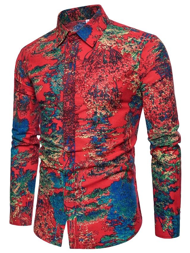 Chemise Homme, Fleur - Coton Lin Imprimé Soirée ...