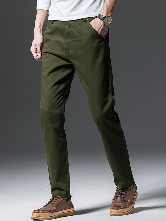 Men's Daily Slim Chinos Pants - Solid Colored Cotton Light Blue Khaki ...