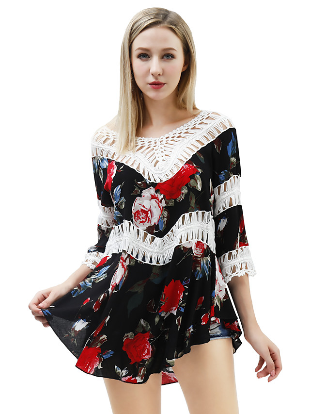 Tee-shirt Femme, Fleur - Coton Dentelle / Découpé ...