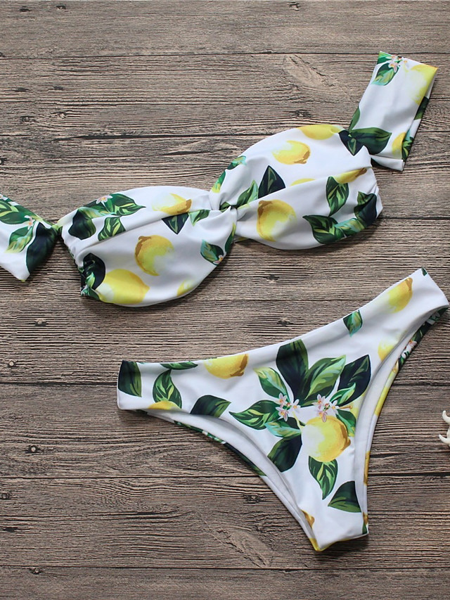 Femme Sans Bretelles Jaune Slip Brésilien