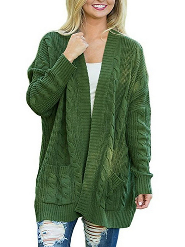 Women's Going out Solid Colored Long Sleeve Regular Cardigan Sweater ...