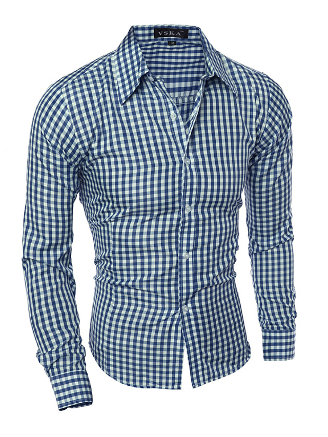 Men's Cotton Shirt - Houndstooth / Long Sleeve 6803283 2021 – $14.99