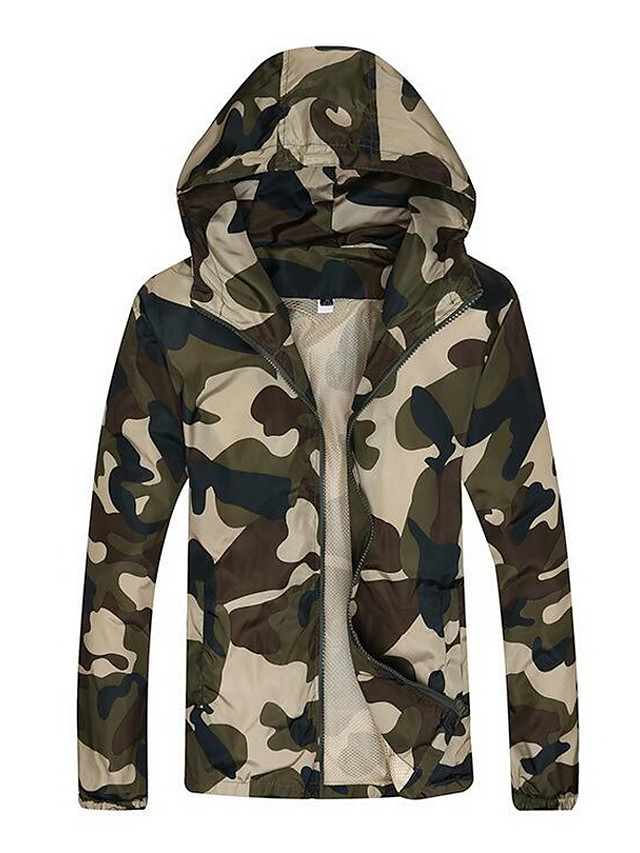 Men's Hooded Fall Jacket Regular Camo / Camouflage Daily Basic Long ...