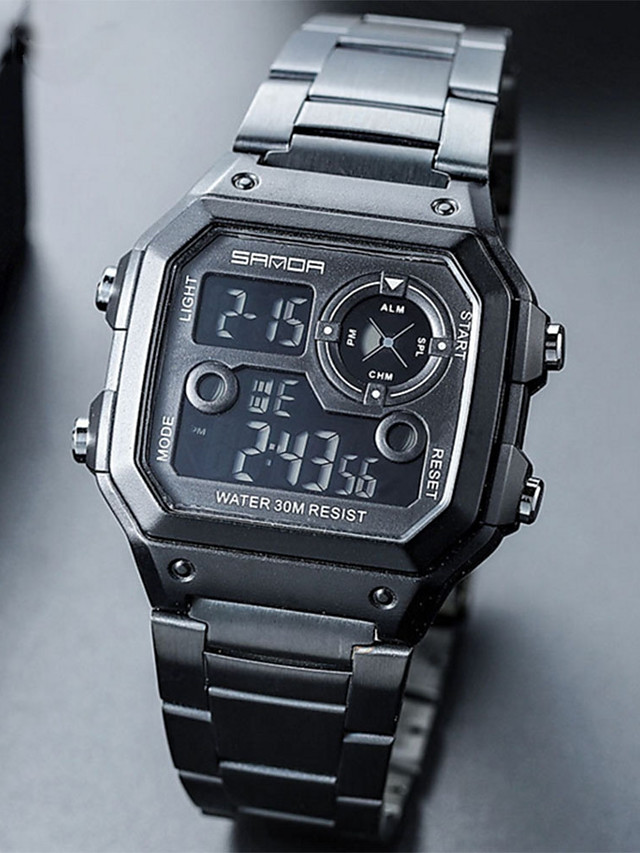 steel digital watch