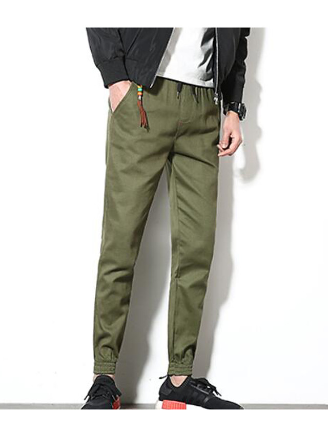Quelle Couleur Avec Un Pantalon Vert Kaki Homme Homme Basique Quotidien Chino Pantalon - Couleur Pleine Vert Claire