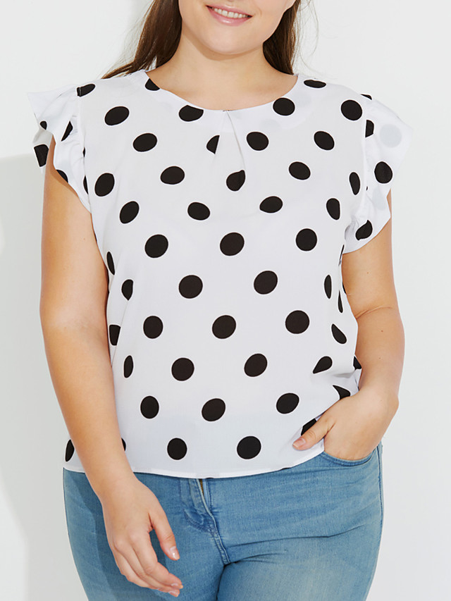 plus size white blouse short sleeve