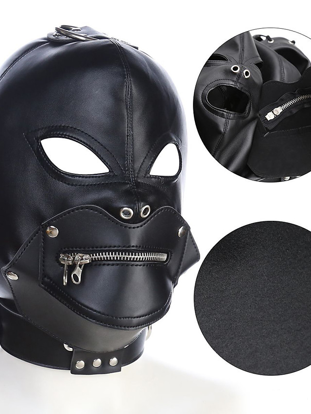 Zentai Suits Face Cover Ninja Adults' Leather Cosplay Costumes Sex