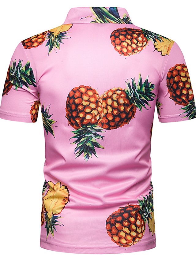 Men's Boho EU / US Size Polo - Fruit Print Shirt Collar Blushing Pink L ...