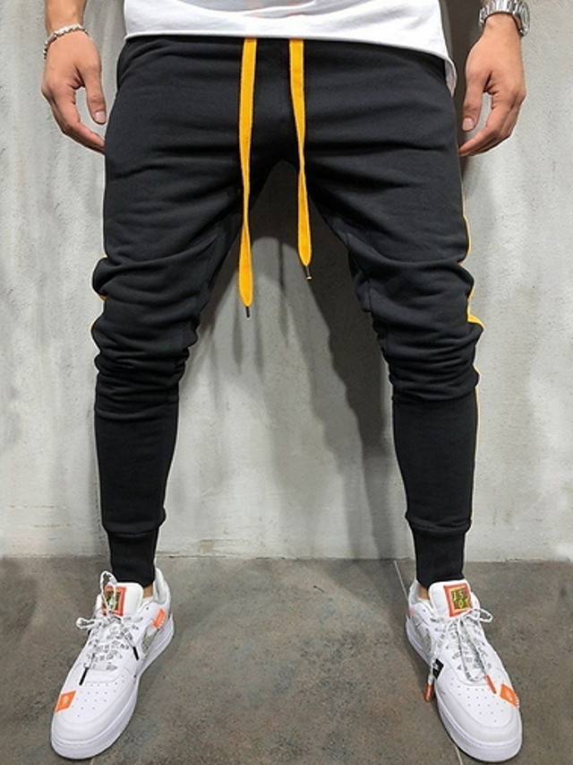 black and yellow sweatpants