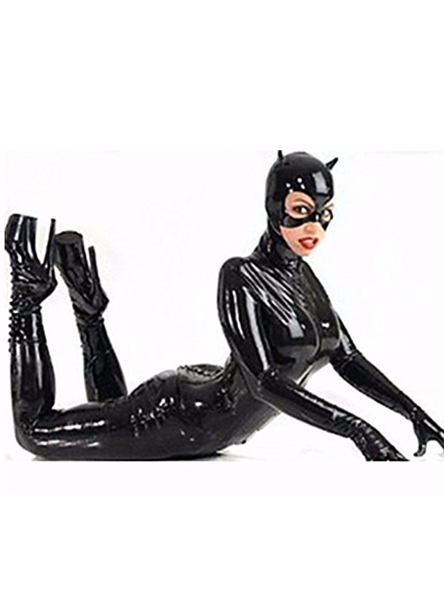 Zentai Suits Skin Suit Bunny Girl Adults Leatherette Cosplay Costumes Leotards Women S Black