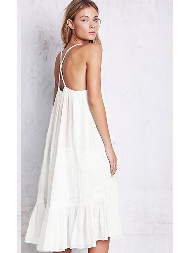 Women's Elegant A Line Dress - Solid Colored White S M L 7235381 2020 ...