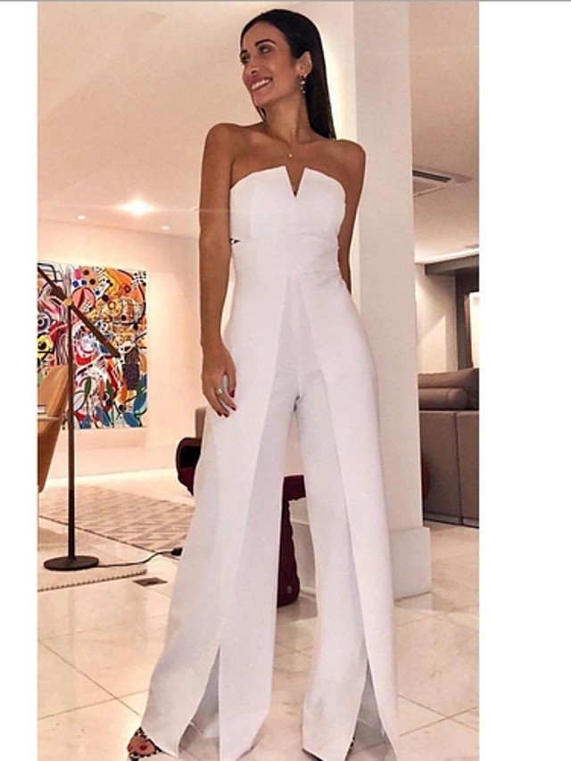 white slim leg jumpsuit