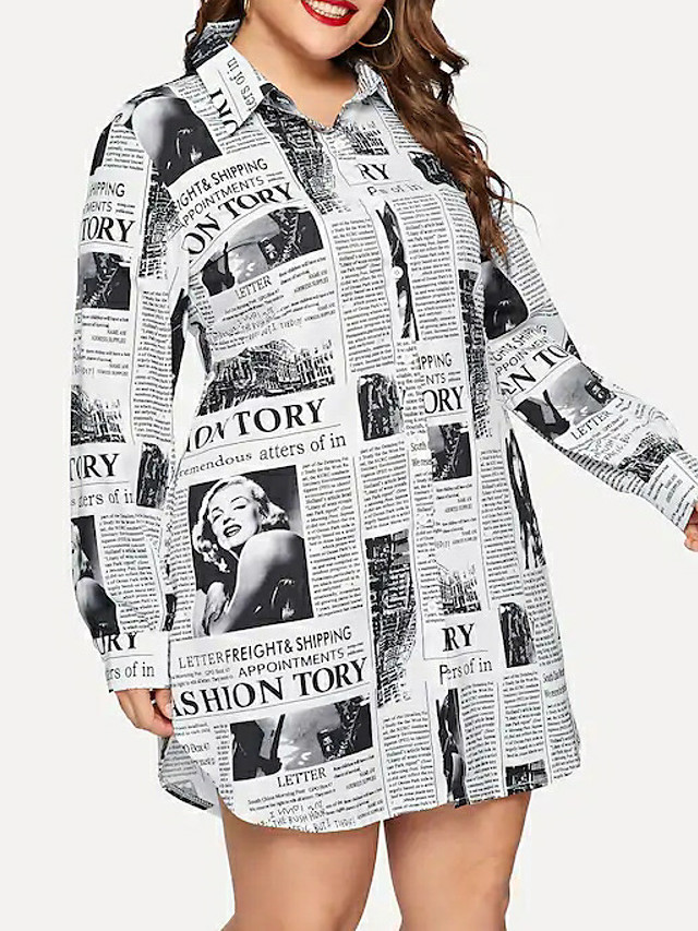 plus size long sleeve shirt dress