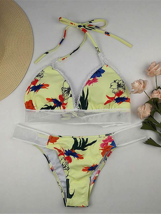 Femme Jaune Slip Brésilien Bikinis Maillots