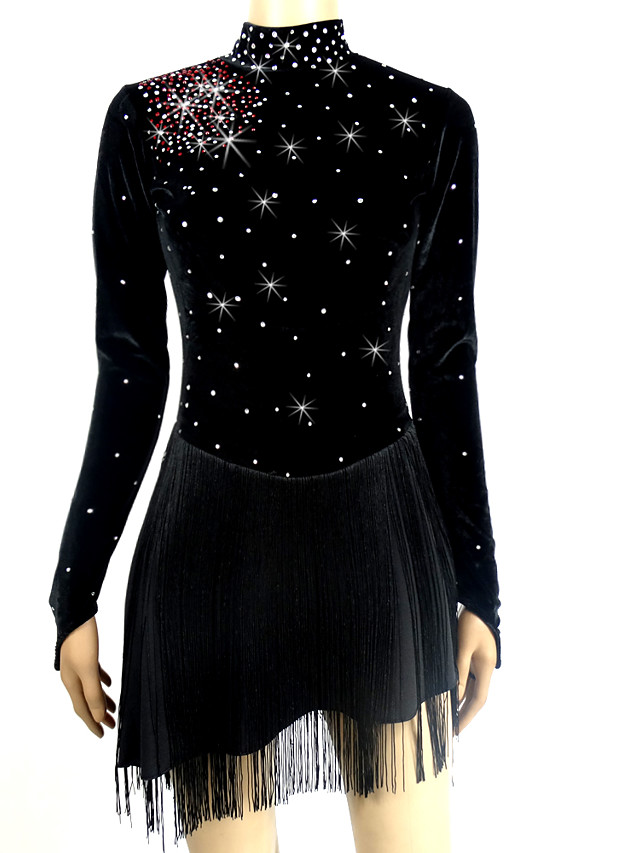 Robe de Patinage Artistique Tous Patinage Robes Noir Cygne Spandex