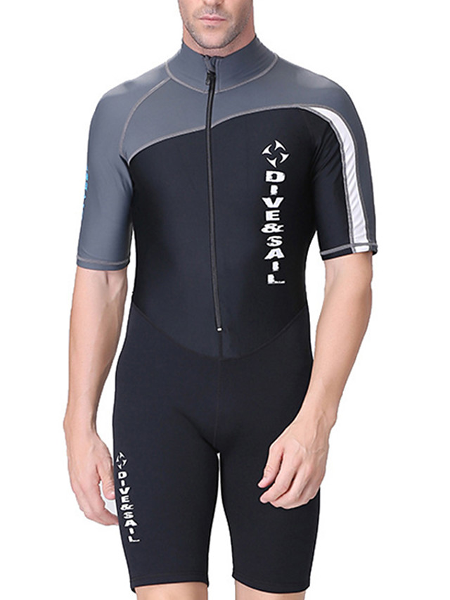 1.5mm Neoprene Lycra Rash guard Surf Swim Zipper Short Sleeve Sun Shirt