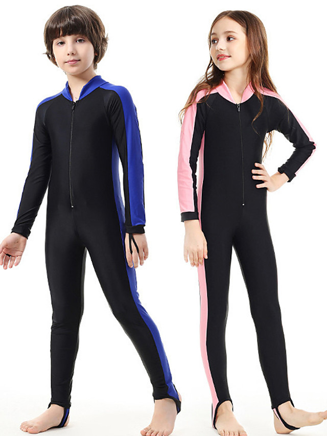 Sbart Boys Girls Rash Guard Dive Skin Suit 1mm Diving Suit Spf50 Uv Sun Protection Quick Dry Full Body Front Zip Swimming Diving Patchwork Spring Summer Fall Winter Kid S 24 14