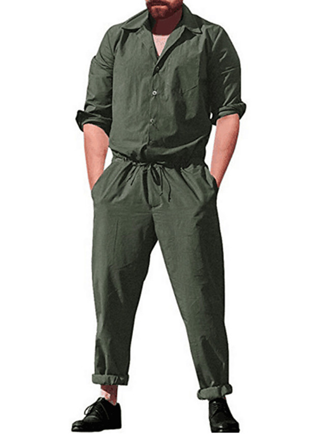 Men's Basic Black Beige Jumpsuit Solid Colored 7591511 2021 – $47.57