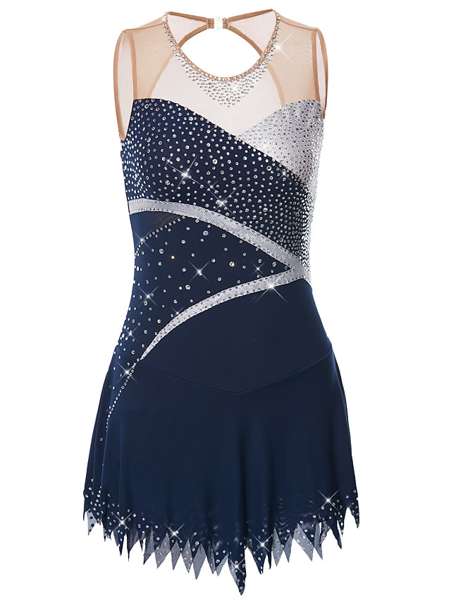 Figure Skating Dress Women's Girls' Ice Skating Dress Black Patchwork