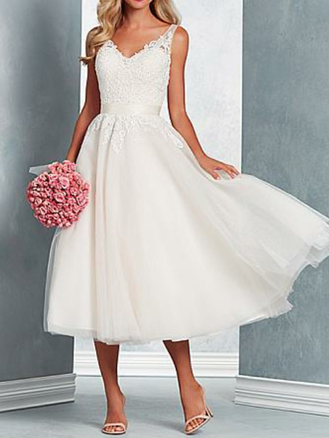 a line midi wedding dress