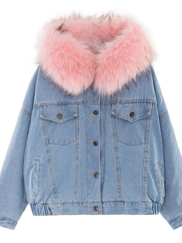 jean jacket with pink fur hood