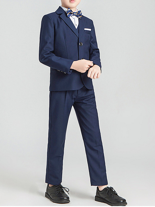 Dark Navy / Black Polyester Ring Bearer Suit 1 Piece Includes Coat