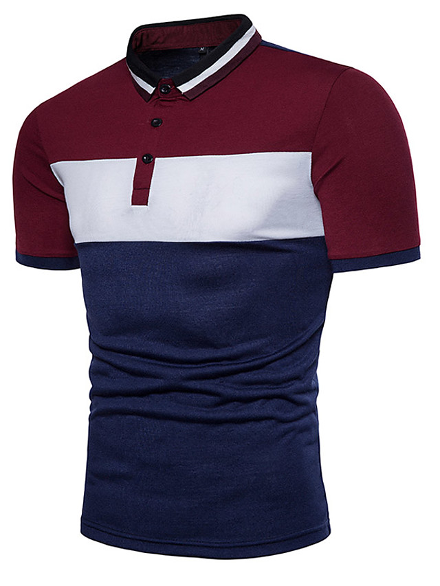 men's color block polo shirt