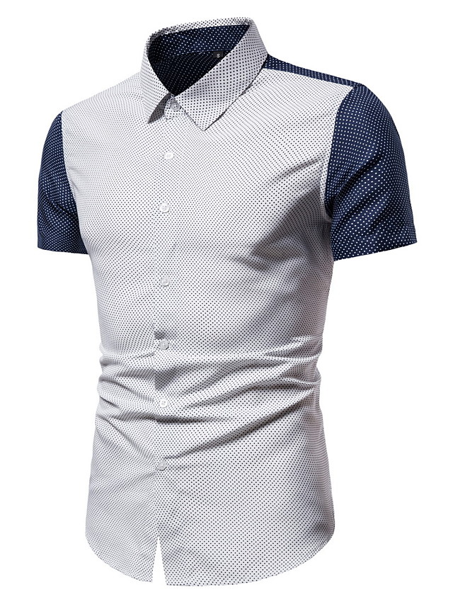 Men's Solid Colored Shirt Basic Elegant Daily Weekend White / Navy Blue ...