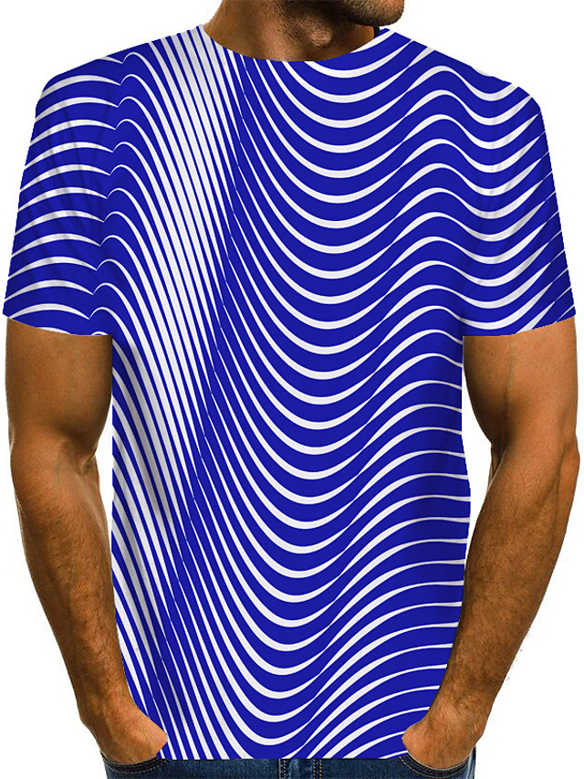 Men S T Shirt Graphic Optical Illusion Print Short Sleeve Daily Tops