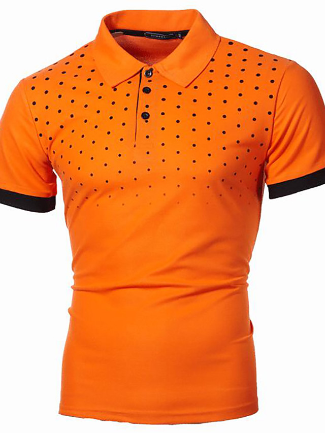 Men's Polka Dot Graphic Plus Size Polo Print Short Sleeve Daily Tops ...