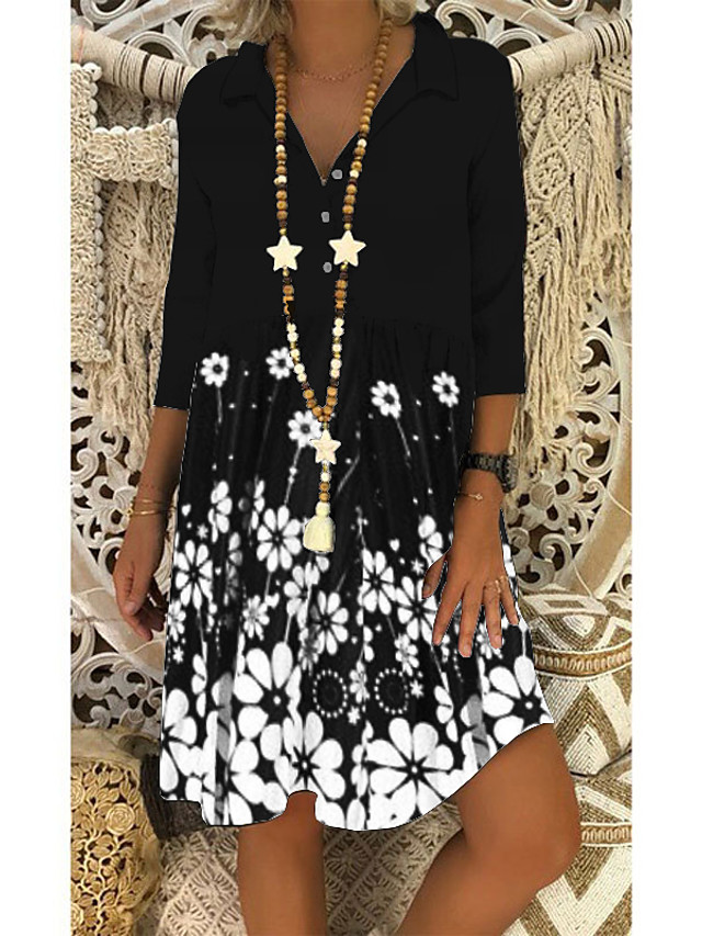 black and white shift dress with sleeves