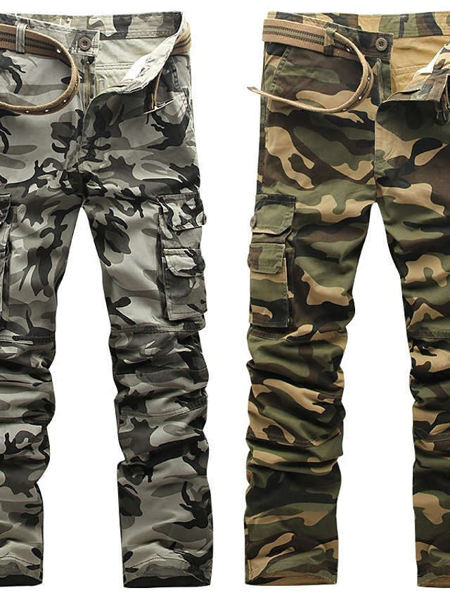 Men's Tactical Cargo Pants Camouflage Full Length Army Green Gray ...