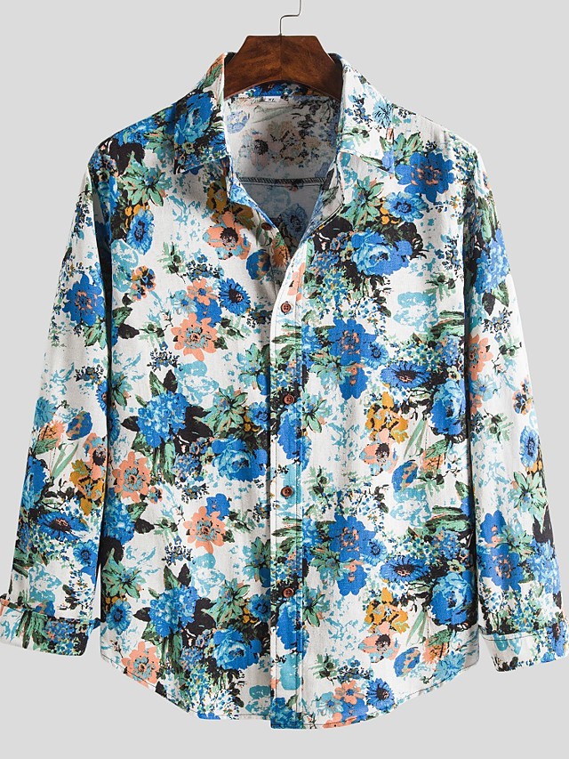 Download Men's Daily Shirt Floral Graphic Long Sleeve Tops ...