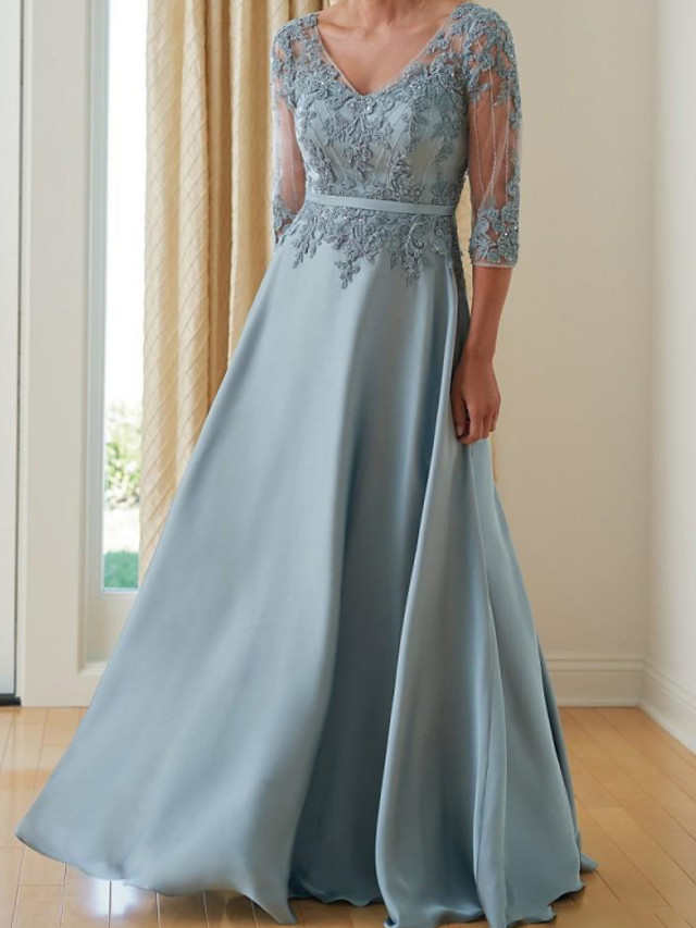 Robes Mère De La Mariée En Dentelle Mousseline À Gracieuse A-ligne Plissé Jenevieve main image 1